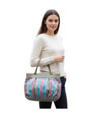 Nova Bags. Stor skuldertaske - multistribet lilla og grøn - lifestyle