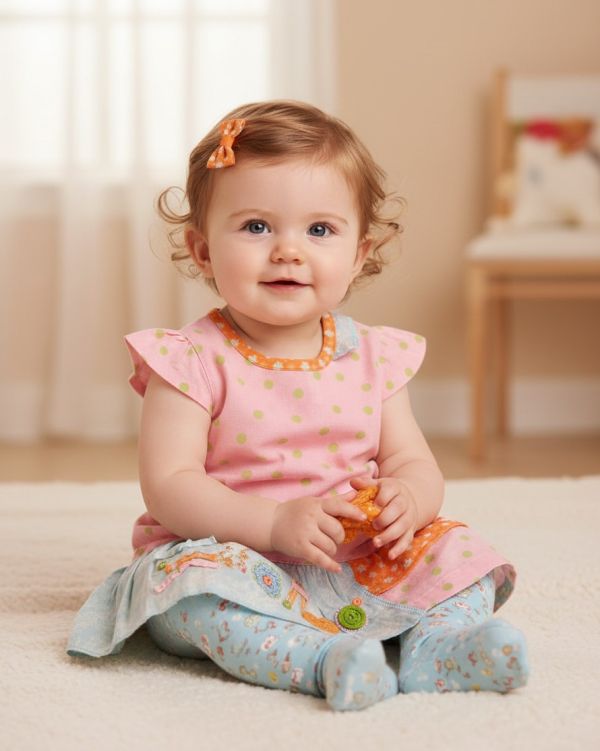 Absorba. Baby rosa sommerkjole med buks - lifestyle