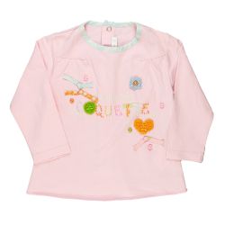 Absorba. Bluse til 2-delt babysæt med vendbare bukser - rosa