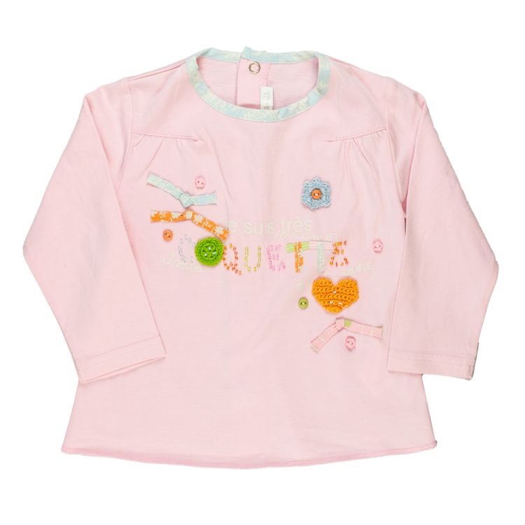 Absorba. Bluse til 2-delt babysæt med vendbare bukser - rosa